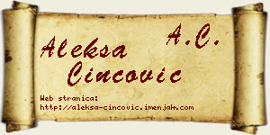 Aleksa Cincović vizit kartica